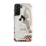 Minuit - George Barbier Phone Case Samsung Galaxy S21 Plus / Matte White Phone Case Illustrated Woman Ruffled Dress Black George Barbier’s