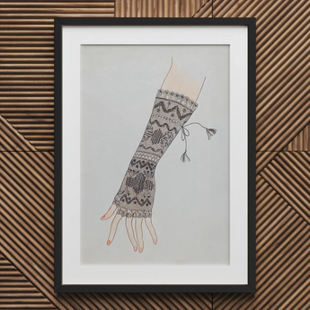 Mitt - Lillian Causey 1930s Lace Glove Art Print / Canvas, 20x30’’ / 51x76cm / Black Frame / Matboard, Posters Prints & Visual Artwork,