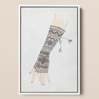 Mitt - Lillian Causey 1930s Lace Glove Art Print / Canvas Black Fingerless Intricate Geometric Floral Patterns Causey’s, Haute Couture