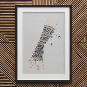 Mitt - Lillian Causey 1930s Lace Glove Art Print / Canvas Black White Illustrated Fingerless Causey’s, Haute Couture Marvel Prints