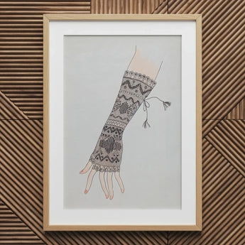 Mitt - Lillian Causey 1930s Lace Glove Art Print / Canvas Framed Artwork Hand Intricately Patterned Black Fingerless Causey’s, Haute