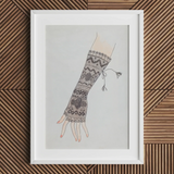 Mitt - Lillian Causey 1930s Lace Glove Art Print / Canvas Framed Artwork Knitted Arm Warmer Intricate Geometric Patterns Lillian Causey’s