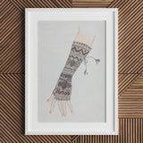 Mitt - Lillian Causey 1930s Lace Glove Art Print / Canvas Framed Artwork Knitted Arm Warmer Intricate Geometric Patterns Causey’s, Haute