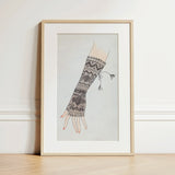 Mitt - Lillian Causey 1930s Lace Glove Art Print / Canvas Framed Illustration Hand Intricately Patterned Black White Knitted Lillian