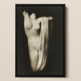 Modern Torso - Female Nude Arnold Genthe Art Print / Canvas, 12x18’’ / 31x46cm / Black Frame, Posters Prints & Visual Artwork, Toby Leon