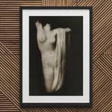Modern Torso - Female Nude Arnold Genthe Art Print / Canvas Black-framed White-matted Photographic Figure Draped Fabric, Belongs, Genthe’s
