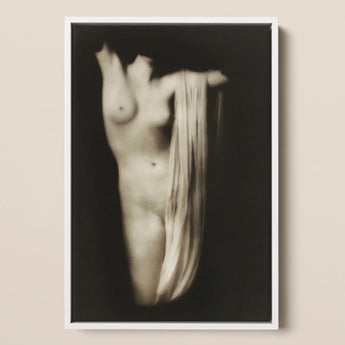 Modern Torso - Female Nude Arnold Genthe Art Print / Canvas Black-and-white Framed Photograph Nude Female Figure Long Hair Modern Torso,