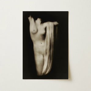 Modern Torso - Female Nude Arnold Genthe Art Print / Canvas Black-and-white Photographic Figure Draped Fabric Dark, Belongs, Genthe’s
