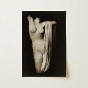 Modern Torso - Female Nude Arnold Genthe Art Print / Canvas Black-and-white Photographic Print Nude Figure Draped Fabric Dark Modern Torso,
