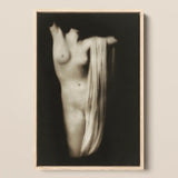 Modern Torso - Female Nude Arnold Genthe Art Print / Canvas Minimalist Wooden-framed Black-and-white Photographic Figure Draped, Belongs,