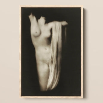 Modern Torso - Female Nude Arnold Genthe Art Print / Canvas Minimalist Wooden-framed Black-and-white Photographic Print Nude Figure Draped