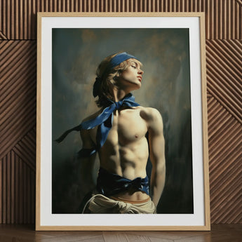 Molly - Neoklassieke Femboy Sailor kunstprint / Canvas, 24x32’’ / 61x81cm / Naturel frame / Passe-partout, posterprints & visuele kunstwerken, Toby