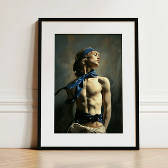 Molly - Neoclassical Femboy Sailor Art Print / Canvas, 12x16’’ / 31x41cm / Black Frame / Matboard, Posters Prints & Visual Artwork, Toby