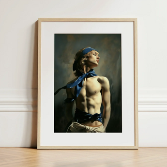 Molly - Neoclassical Femboy Sailor Art Print / Canvas Framed Art Print Classical-style Portrait Young Man Blonde Femboy Sailor Art,