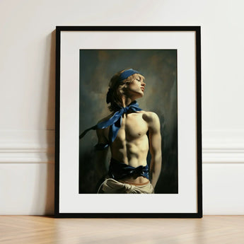 Molly - Neoclassical Femboy Sailor Art Print / Canvas Framed Muscular Shirtless Male Figure Blonde, Youthful Gay Vigor Prints