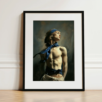 Molly - Neoclassical Femboy Sailor Art Print / Canvas Framed Art Print Muscular Shirtless Male Figure Blonde Femboy Sailor Art,