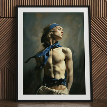 Molly - Neoclassical Femboy Sailor Art Print / Canvas Framed Muscular Shirtless Man Blonde Hair, Youthful Gay Vigor Prints