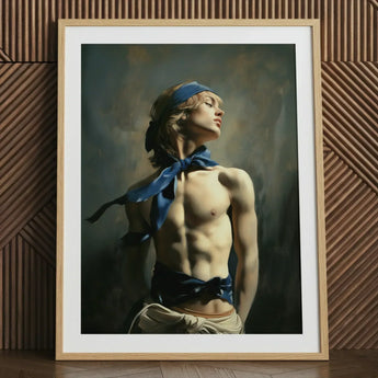 Molly - Neoclassical Femboy Sailor Art Print / Canvas Framed Muscular Shirtless Man Blonde Hair, Youthful Gay Vigor Prints