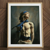 Molly - Neoclassical Femboy Sailor Art Print / Canvas Framed Art Print Muscular Shirtless Man Blonde Hair Femboy Sailor Art, Neoclassical