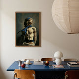 Molly - Neoclassical Femboy Sailor Art Print / Canvas Framed Painting Muscular Man Blue Fabric Tied Head Femboy Sailor Art, Neoclassical