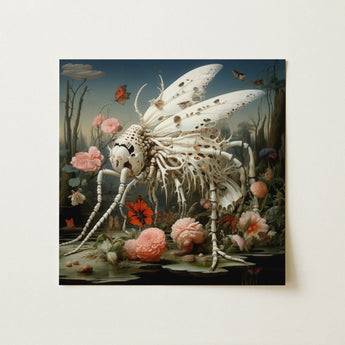 Surreal Canvas Print White Skeletal Insect Intricate Patterns Art, Renaissance Taxonomy, Began, Surrealist Skeleton Butterfly