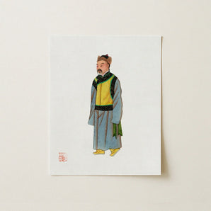 Mongolian Nobleman - Manchu Fashion Art Print Traditional Chinese Portrait Man Historical Attire Layered Qing Dynasty, Bureaucracy Prints