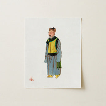 Mongolian Nobleman - Manchu Fashion Art Print Traditional Chinese Portrait Man Historical Attire Layered Qing Dynasty, Bureaucracy Prints