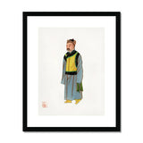 Mongolian Nobleman - Manchu Fashion Art Print, Traditional Chinese Watercolor Illustration Figure Long Blue Robe