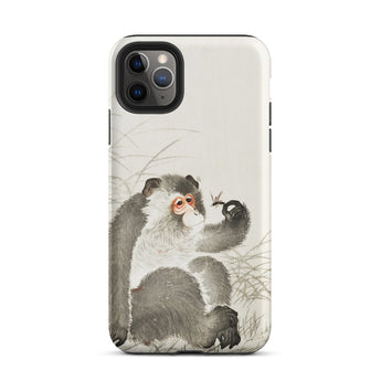 Monkey with Insect - Ohara Koson Shin-hanga Phone Case Iphone 11 Pro Max / Matte Monkey-themed Phone Case Ohara Koson, Whimsical Fusion,