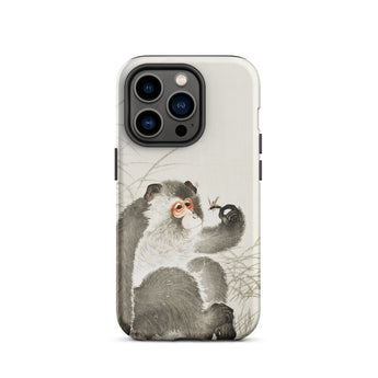 Monkey with Insect - Ohara Koson Shin-hanga Phone Case Iphone 14 Pro / Matte Monkey Art Iphone Case Ohara Koson, Whimsical Fusion,