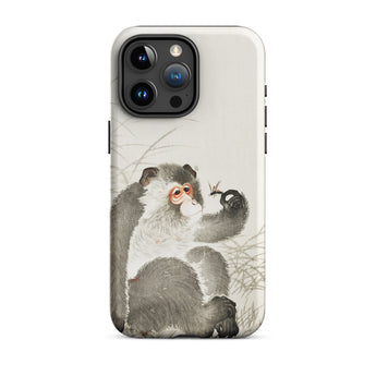Monkey with Insect - Ohara Koson Shin-hanga Phone Case Iphone 15 Pro Max / Matte Monkey-themed Phone Case Ohara Koson, Whimsical Fusion,