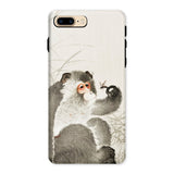 Monkey with Insect - Ohara Koson Shin-hanga Phone Case Iphone 8 Plus / Matte Phone Case Artistic Illustration Monkey Small Insect Ohara