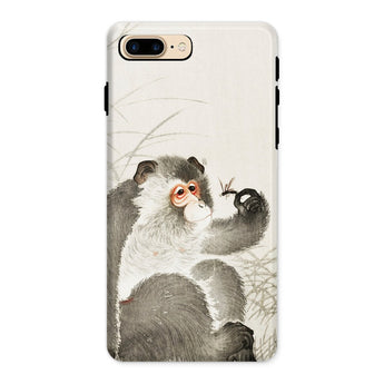 Monkey with Insect - Ohara Koson Shin-hanga Phone Case Iphone 8 Plus / Matte Phone Case Artistic Illustration Monkey Small Insect Ohara