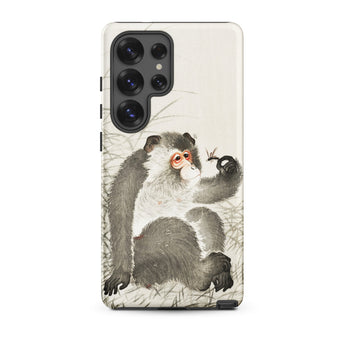 Monkey with Insect - Ohara Koson Shin-hanga Phone Case Samsung Galaxy S25 Ultra / Matte Smartphone Case Detailed Illustration Gray White