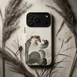 Monkey with Insect - Ohara Koson Shin-hanga Phone Case White Phone Case Detailed Ink-style Illustration Gray Black Ohara Koson, Whimsical