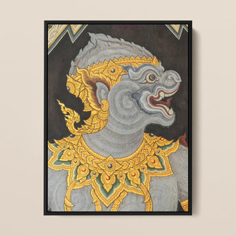 Monkey See too - Thai-Fresko-Kunstdruck im antiken Stil / Leinwand, 12x16’’ / 31x41cm / Schwarzer Rahmen, Poster-Drucke & visuelle Kunstwerke, Toby Leon