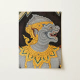 Monkey See too - Ancient Style Thai Fresco Art Print / Canvas, 12x16’’ / 31x41cm / Unframed / no Border, Posters Prints & Visual Artwork,