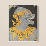 Monkey See too - Ancient Style Thai Fresco Art Print / Canvas, 12x16’’ / 31x41cm / White Frame, Posters Prints & Visual Artwork, Toby Leon