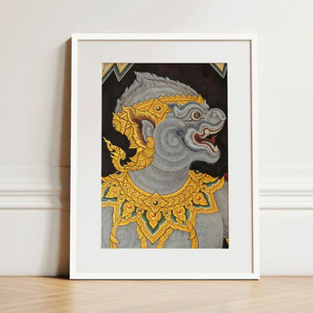 Monkey See too - Ancient Style Thai Fresco Art Print / Canvas, 12x16’’ / 31x41cm / White Frame / Matboard, Posters Prints & Visual Artwork,