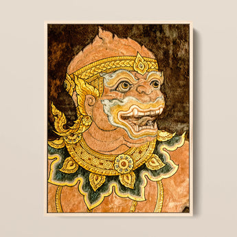 Monkey See - Traditional Thai Fresco Art Print / Canvas, 12x16’’ / 31x41cm / Natural Frame, Posters Prints & Visual Artwork, Toby Leon