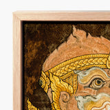 Framed Artwork Detailed Ornate Face Golden Intricate Patterns Thai Monkey Fresco, Southeast Asian Lore, Gilded Grandeur Collide