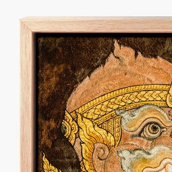 Framed Artwork Detailed Ornate Face Golden Intricate Patterns Thai Monkey Fresco, Southeast Asian Lore, Gilded Grandeur Collide