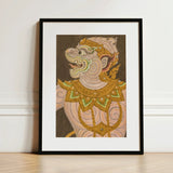 Monkey do too - Thai Golden Lai Art Print / Canvas Framed Artwork Traditional Thai-style Guardian Figure Intricate Gold Celestial Simian