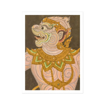 Monkey do too - Thai Golden Lai Art Print / Canvas Traditional Thai-style Mythological Figure Ornate Golden Decorative Collar Celestial