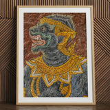 Monkey do too - Thailändischer Wandmalerei-Kunstdruck / Leinwand, 24x32’’ / 61x81cm / Naturrahmen / Passepartout, Poster, Drucke & visuelle Kunstwerke, Toby Leon