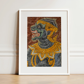 Monkey do too - Thai Mural Art Print / Canvas, 12x16’’ / 31x41cm / White Frame / Matboard, Posters Prints & Visual Artwork, Toby Leon