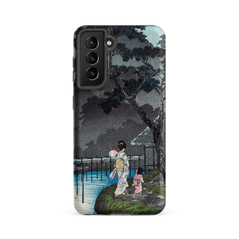 Moon at Sekiguchi - Hiroaki Takahashi Phone Case Samsung Galaxy S21 Fe / Matte Black Phone Case Detailed Illustration Two Figures