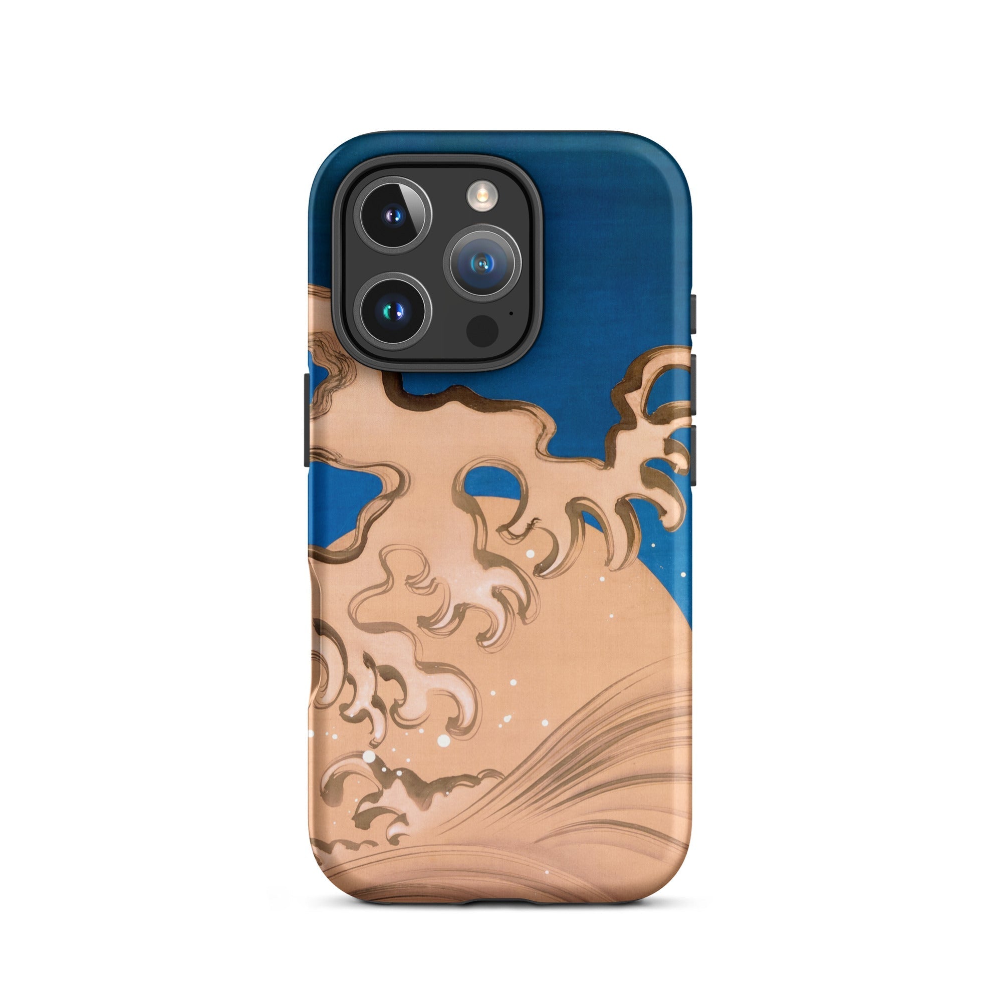 Moon and Waves - Suzuki Kiitsu Iphone Case, 16 Pro / Matte, Blue Tan Wave-patterned Phone Case