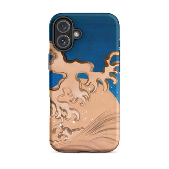Moon and Waves - Suzuki Kiitsu Phone Case Iphone 16 Plus / Matte Phone Case Wave Design Suzuki Kiitsu Iphone Case, Foam Coils Upward,