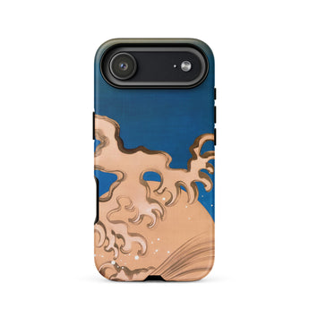 Moon and Waves - Suzuki Kiitsu Phone Case Iphone 17 Air / Matte Iphone 12 Case Octopus Design Blue Background Beige Suzuki Kiitsu Case,
